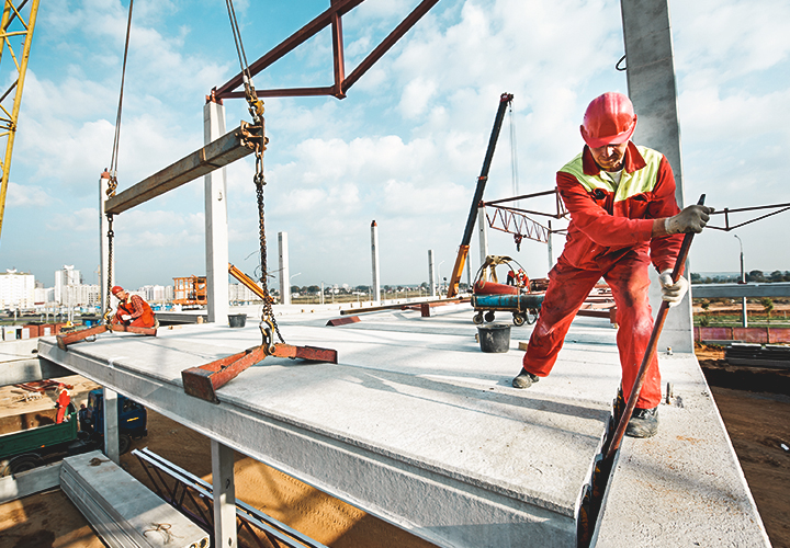 Baustelle mit Arbeiter